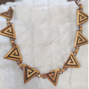 Geometric Triangle Link Necklace Copper Tone Southwestern Tribal Boho La Jolla